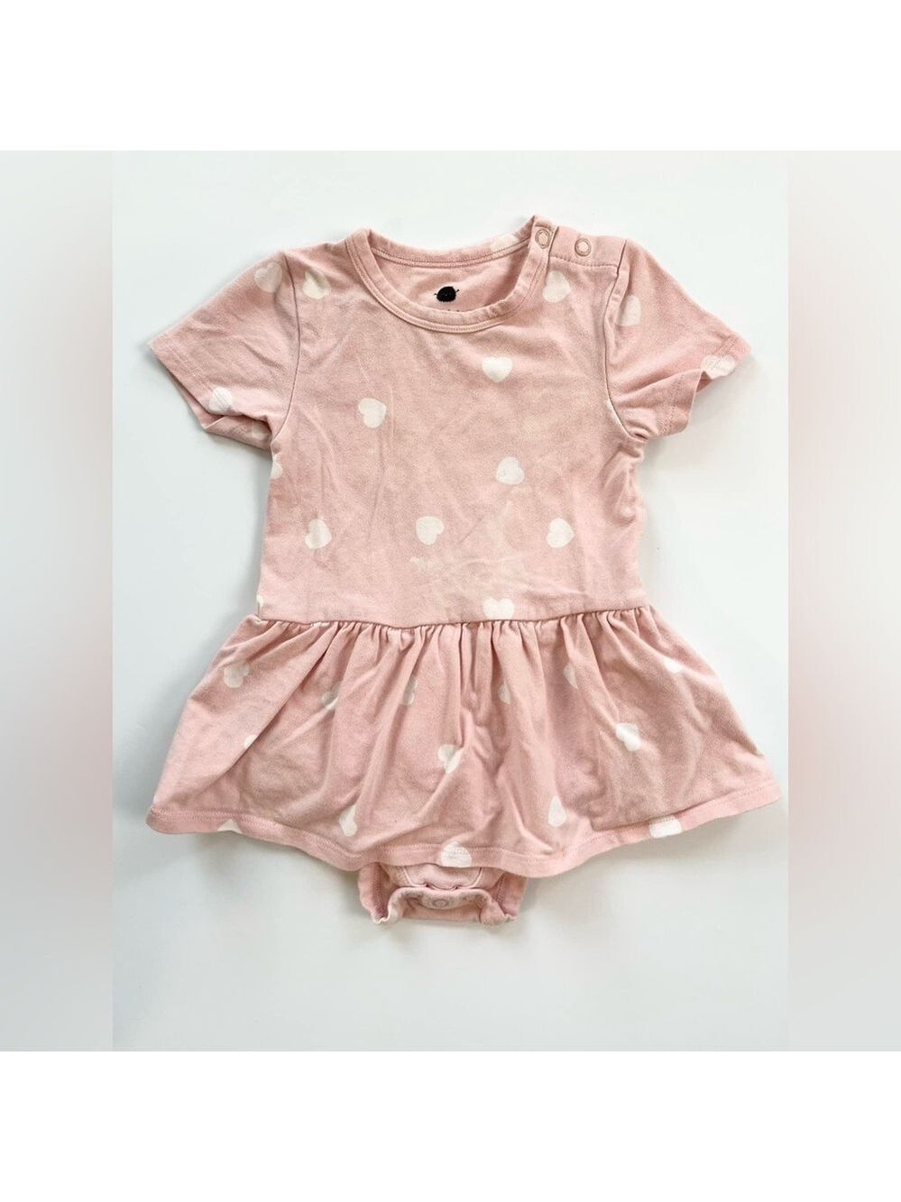 🩵4/$20 Rise Little Earthling Pink and White Hearts Bodysuit Dress *PLAY*
